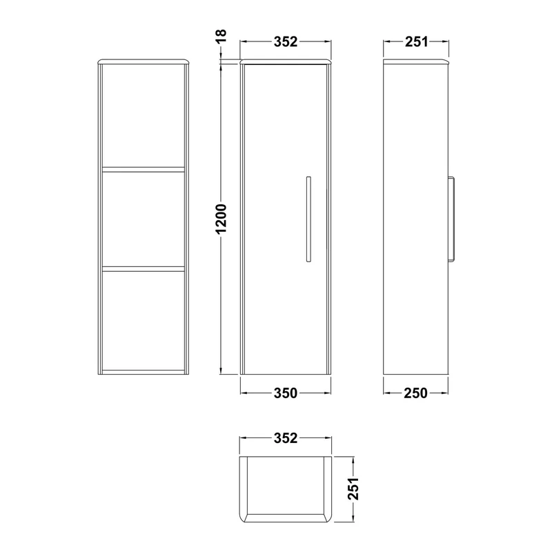 Hudson Reed Solar Wall Hung 350mm Tall Unit
