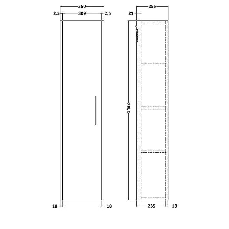 Hudson Reed Juno Wall Hung 350mm Tall Unit