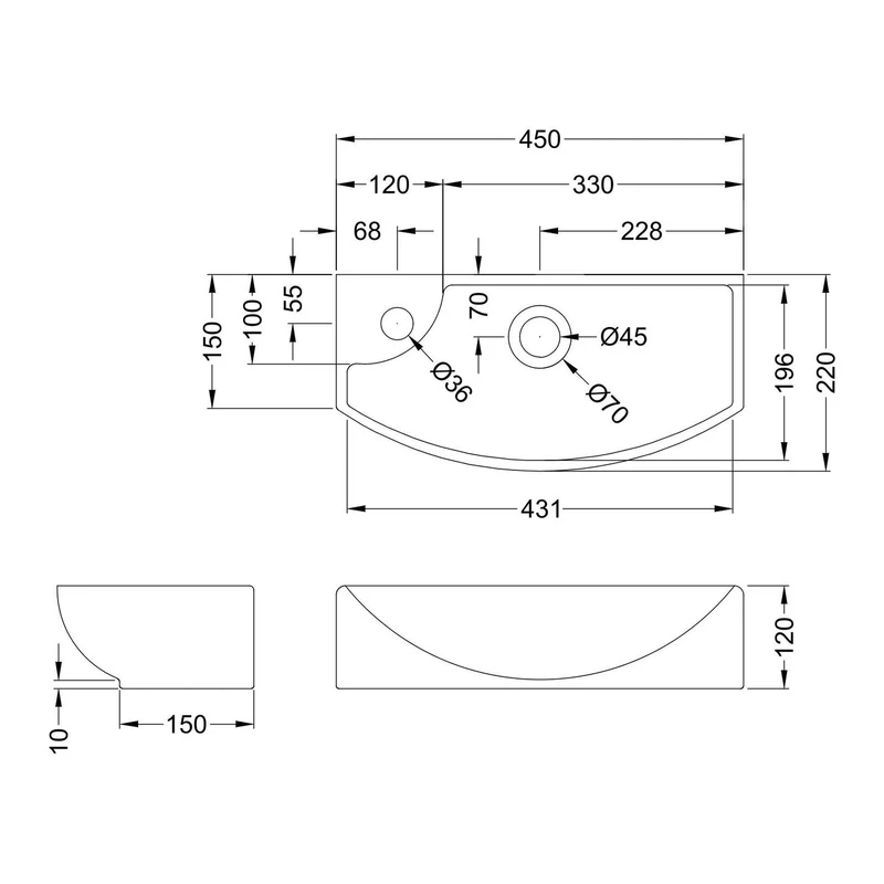 Hudson Reed Juno Compact Wall Hung 440mm Vanity Unit With Ceramic Basin