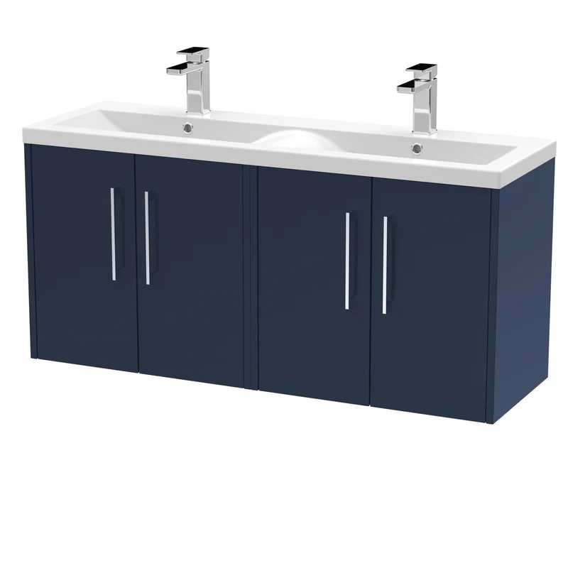 Hudson Reed Juno Wall Hung 1200mm Vanity Unit With 4 Doors & Twin Basin