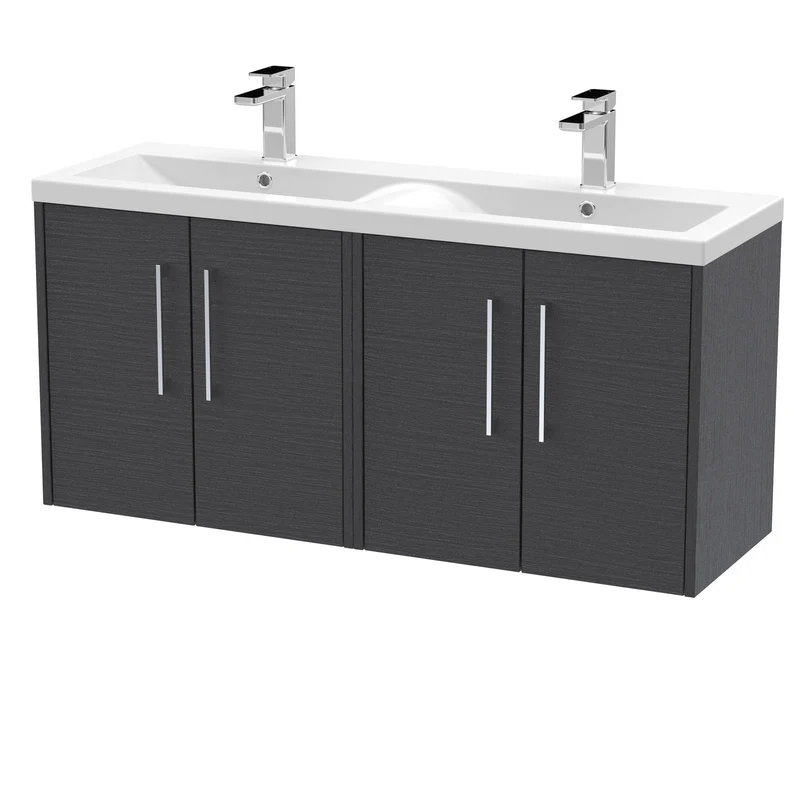 Hudson Reed Juno Wall Hung 1200mm Vanity Unit With 4 Doors & Twin Basin