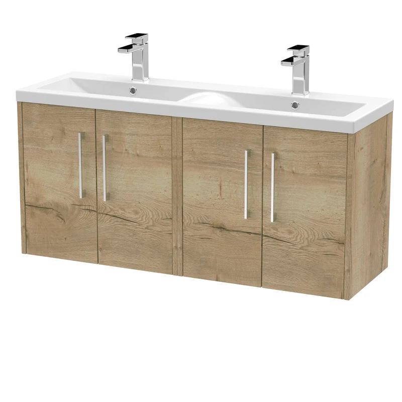 Hudson Reed Juno Wall Hung 1200mm Vanity Unit With 4 Doors & Twin Basin