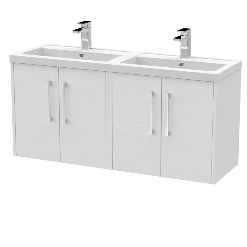 Hudson Reed Juno Wall Hung 1200mm Vanity Unit With 4 Doors & Twin Basin