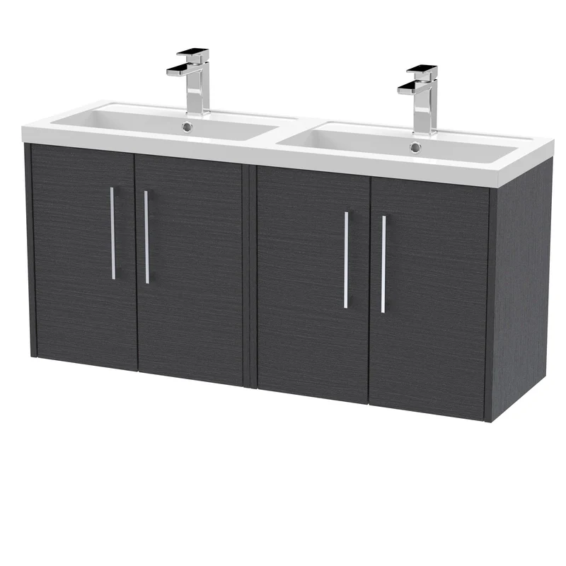 Hudson Reed Juno Wall Hung 1200mm Vanity Unit With 4 Doors & Twin Basin