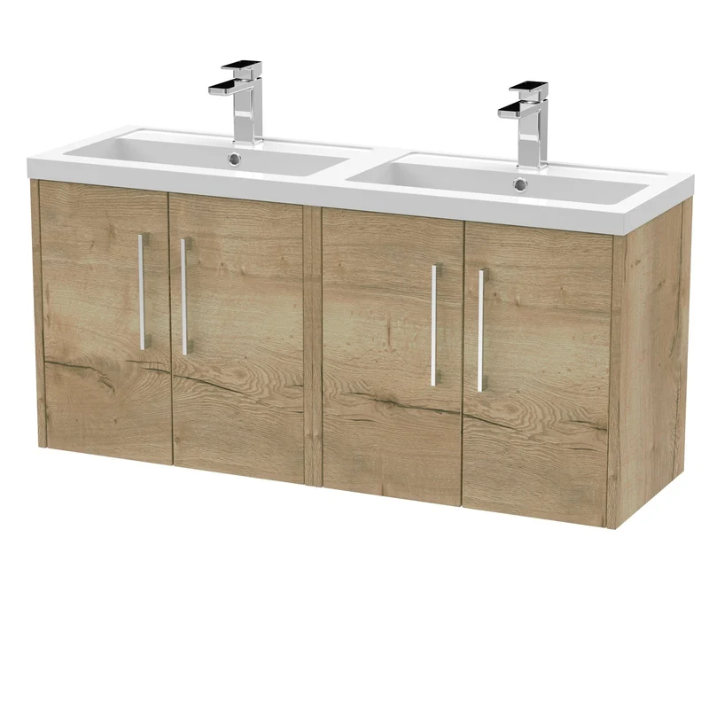 Hudson Reed Juno Wall Hung 1200mm Vanity Unit With 4 Doors & Twin Basin