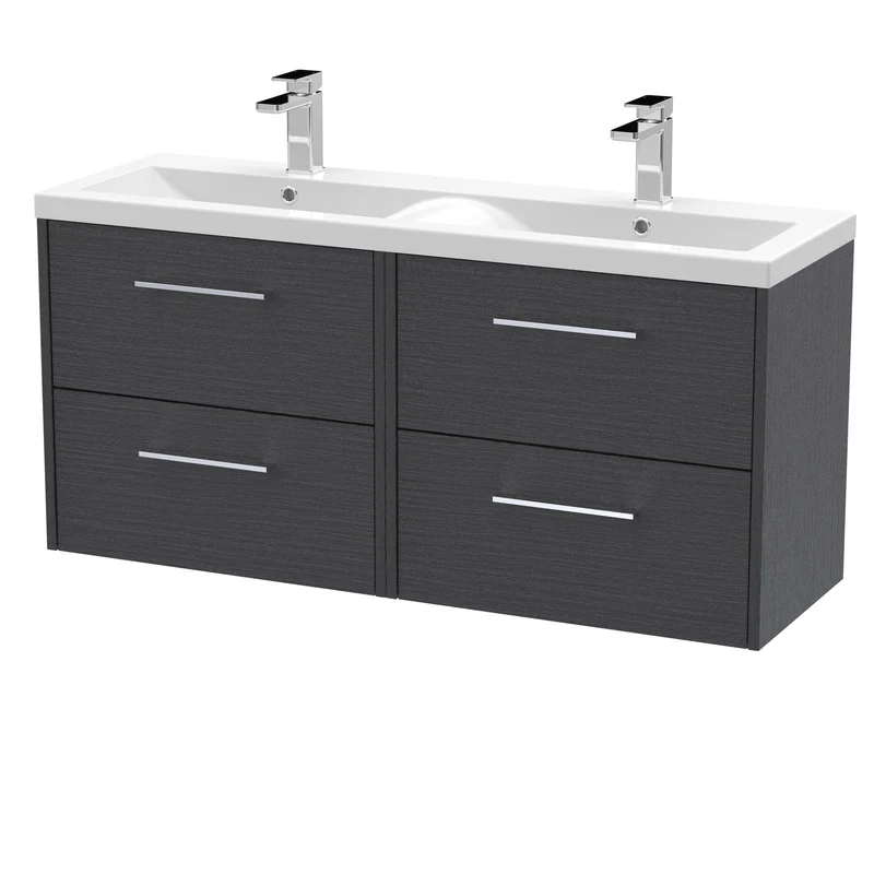 Hudson Reed Juno Wall Hung 1200mm Vanity Unit With 4 Drawers & Twin Basin