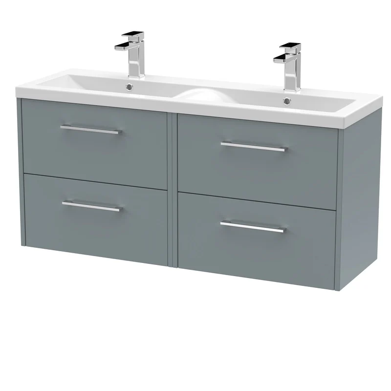 Hudson Reed Juno Wall Hung 1200mm Vanity Unit With 4 Drawers & Twin Basin