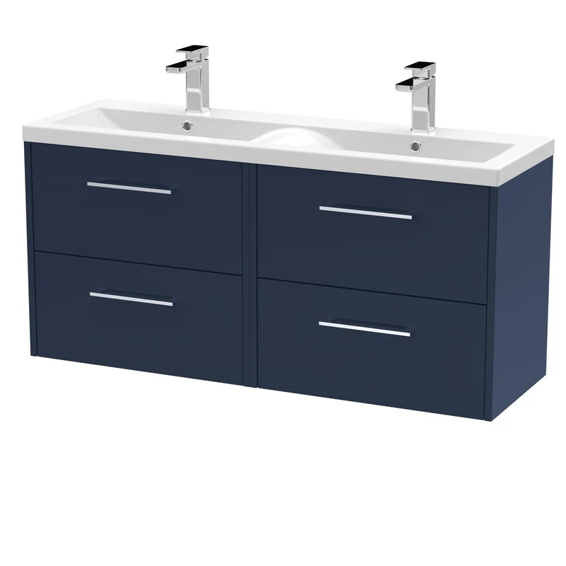 Hudson Reed Juno Wall Hung 1200mm Vanity Unit With 4 Drawers & Twin Basin