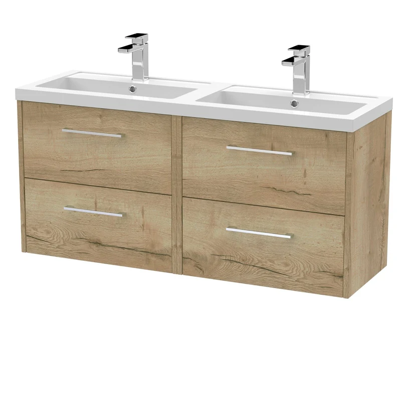 Hudson Reed Juno Wall Hung 1200mm Vanity Unit With 4 Drawers & Twin Basin