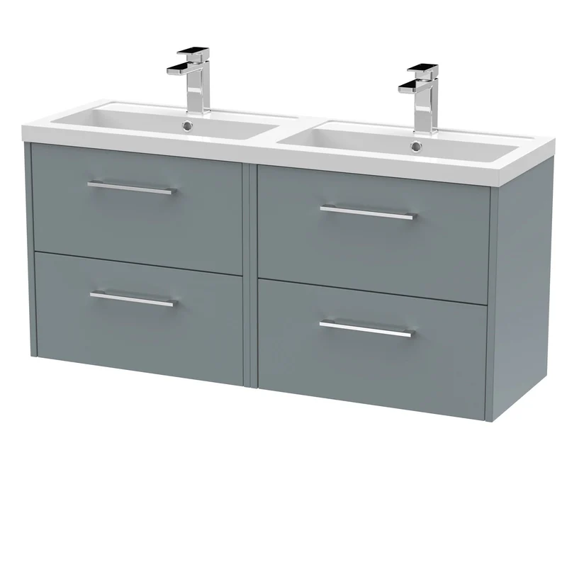 Hudson Reed Juno Wall Hung 1200mm Vanity Unit With 4 Drawers & Twin Basin