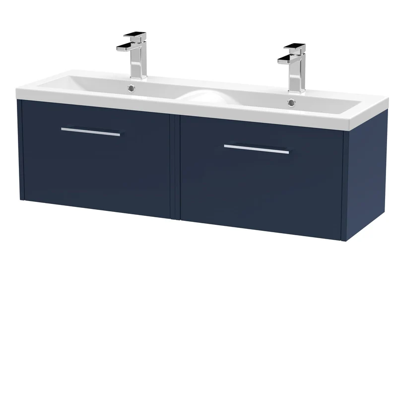 Hudson Reed Juno Wall Hung 1200mm Vanity Unit With 2 Drawers & Twin Basin