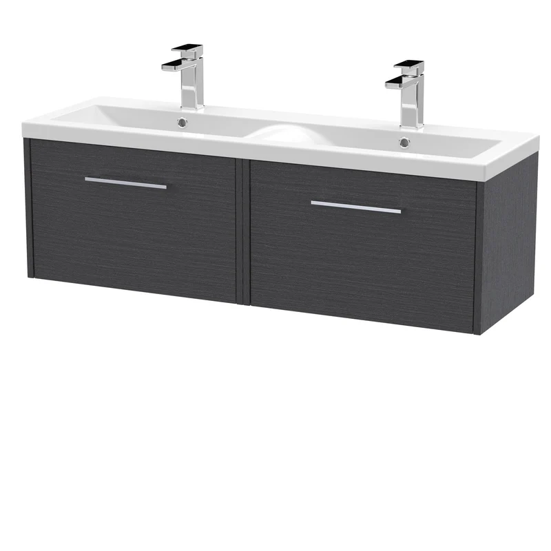 Hudson Reed Juno Wall Hung 1200mm Vanity Unit With 2 Drawers & Twin Basin
