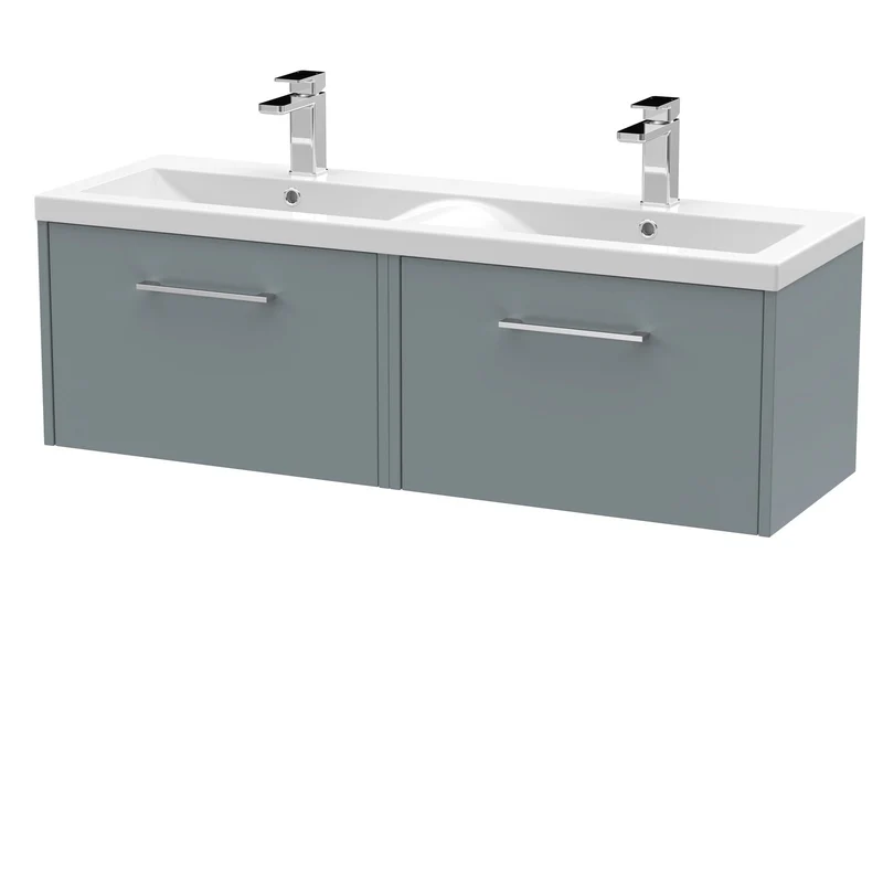 Hudson Reed Juno Wall Hung 1200mm Vanity Unit With 2 Drawers & Twin Basin
