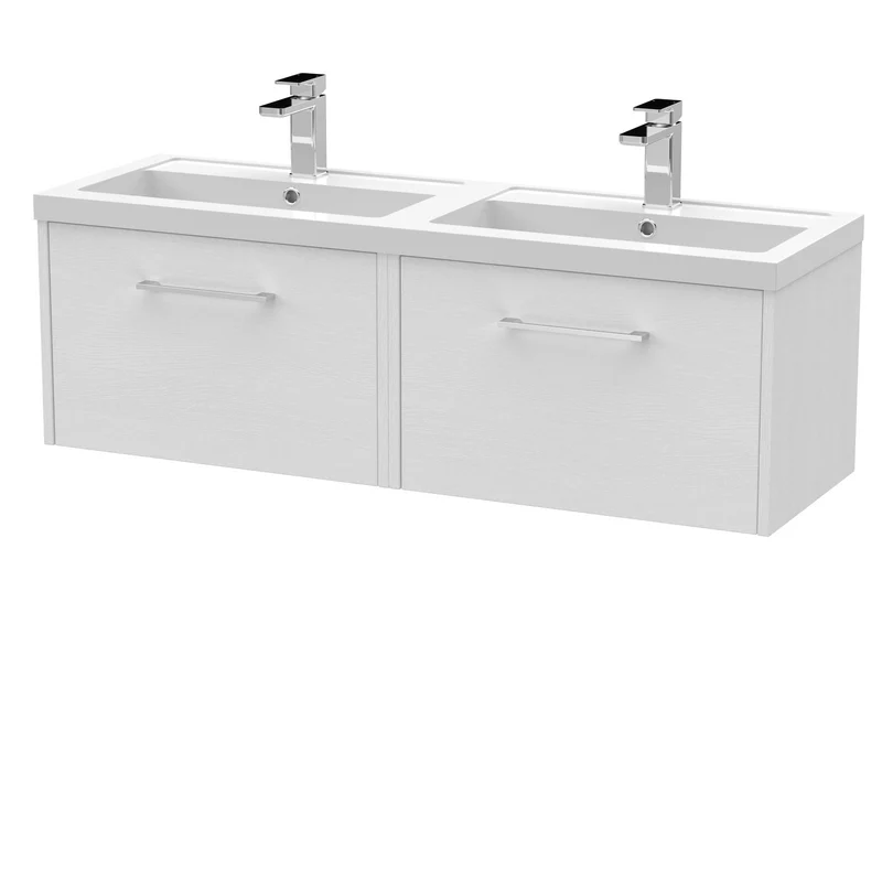 Hudson Reed Juno Wall Hung 1200mm Vanity Unit With 2 Drawers & Twin Basin