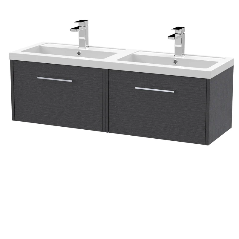 Hudson Reed Juno Wall Hung 1200mm Vanity Unit With 2 Drawers & Twin Basin