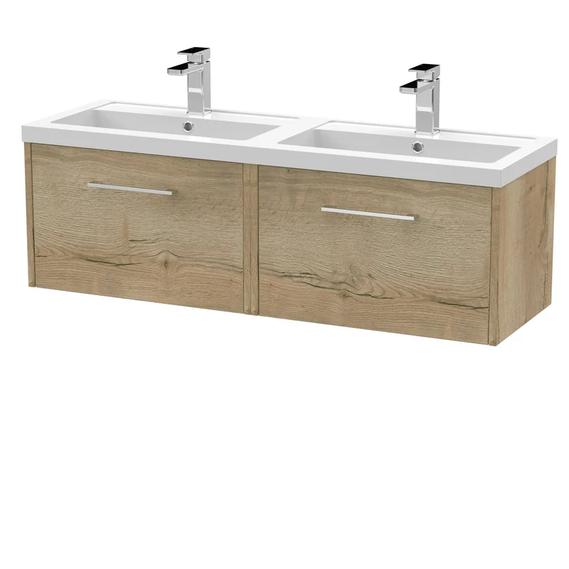 Hudson Reed Juno Wall Hung 1200mm Vanity Unit With 2 Drawers & Twin Basin