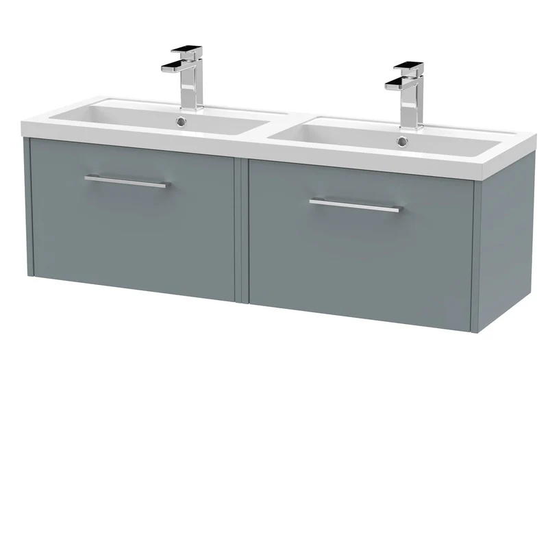 Hudson Reed Juno Wall Hung 1200mm Vanity Unit With 2 Drawers & Twin Basin