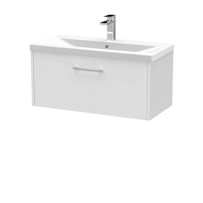 Hudson Reed Juno Wall Hung 800mm Vanity Unit With 1 Drawer & Ceramic Basin