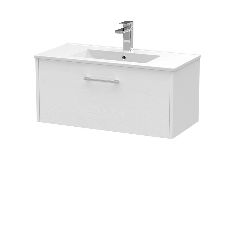 Hudson Reed Juno Wall Hung 800mm Vanity Unit With 1 Drawer & Ceramic Basin
