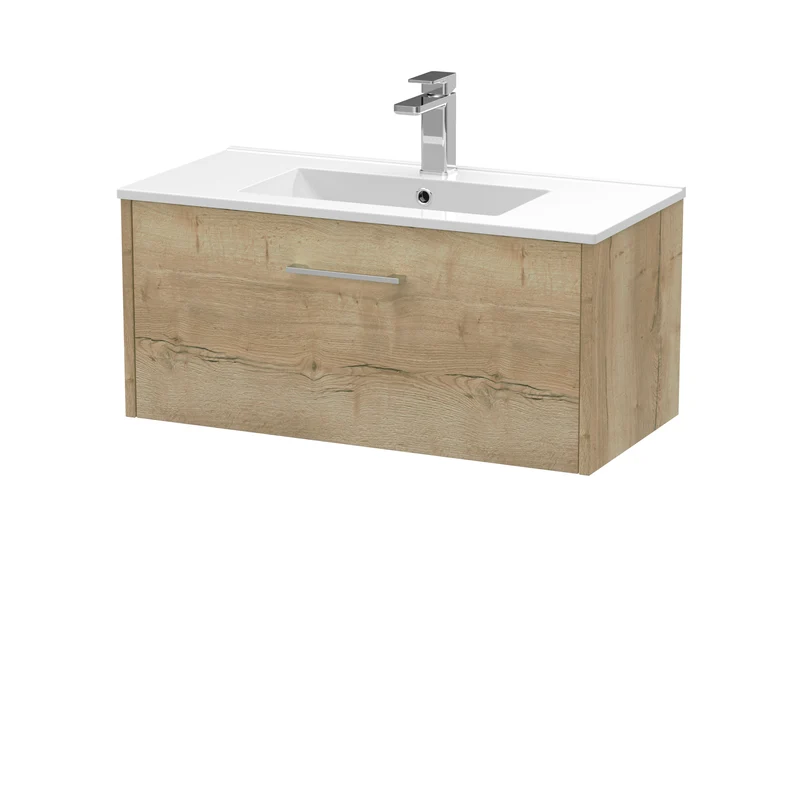 Hudson Reed Juno Wall Hung 800mm Vanity Unit With 1 Drawer & Ceramic Basin