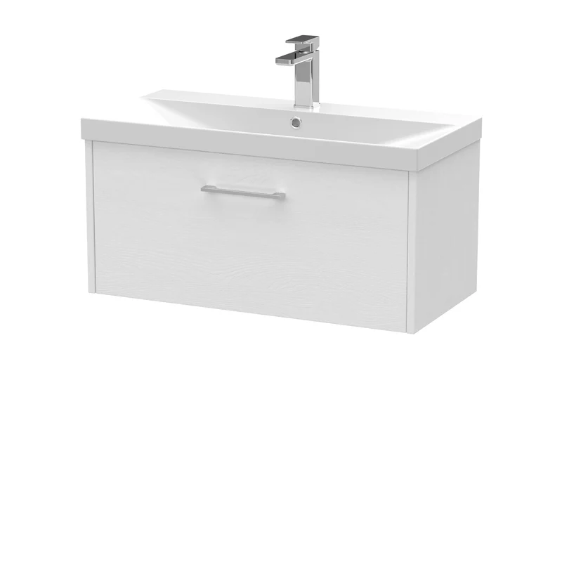 Hudson Reed Juno Wall Hung 800mm Vanity Unit With 1 Drawer & Ceramic Basin