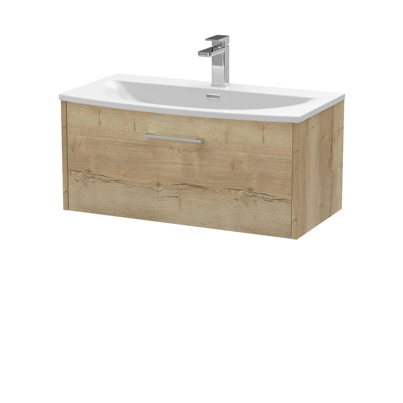 Hudson Reed Juno Wall Hung 800mm Vanity Unit With 1 Drawer & Ceramic Basin
