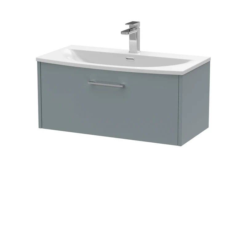 Hudson Reed Juno Wall Hung 800mm Vanity Unit With 1 Drawer & Ceramic Basin
