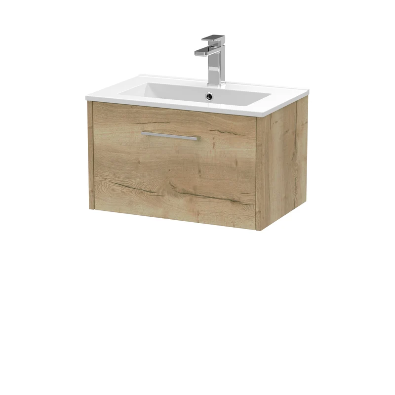 Hudson Reed Juno Wall Hung 600mm Vanity Unit With 1 Drawer & Ceramic Basin