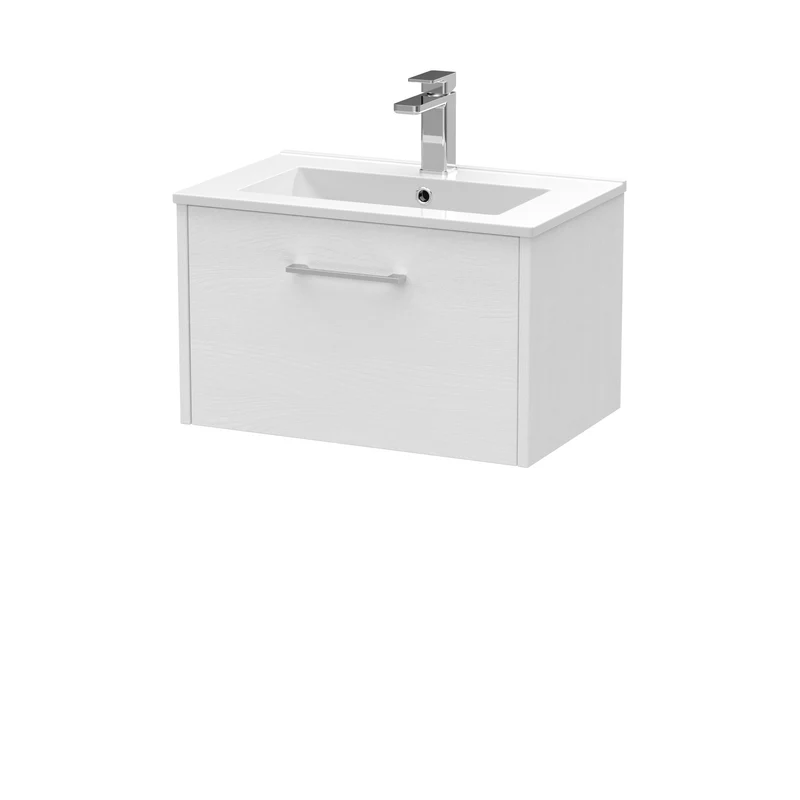 Hudson Reed Juno Wall Hung 600mm Vanity Unit With 1 Drawer & Ceramic Basin