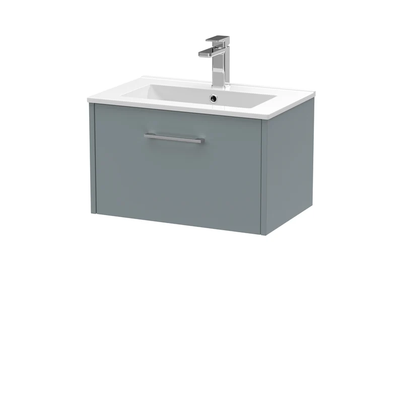 Hudson Reed Juno Wall Hung 600mm Vanity Unit With 1 Drawer & Ceramic Basin