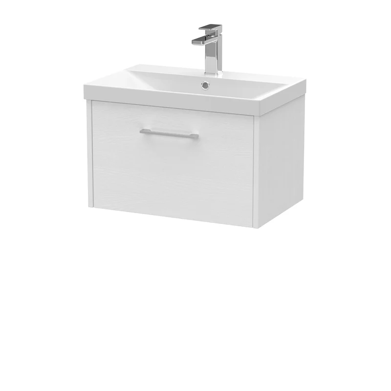 Hudson Reed Juno Wall Hung 600mm Vanity Unit With 1 Drawer & Ceramic Basin