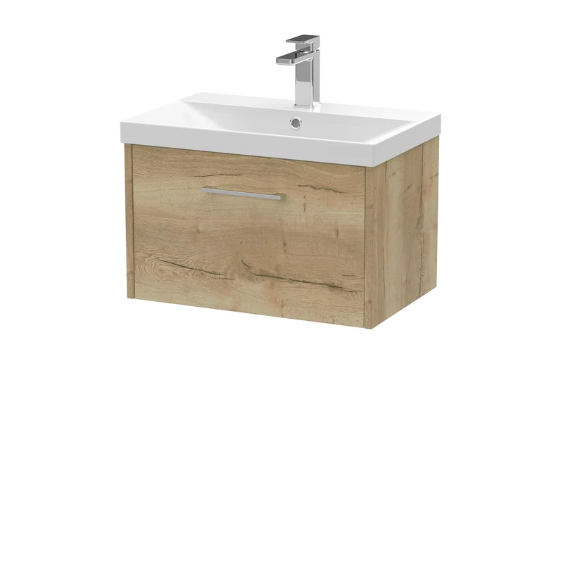 Hudson Reed Juno Wall Hung 600mm Vanity Unit With 1 Drawer & Ceramic Basin