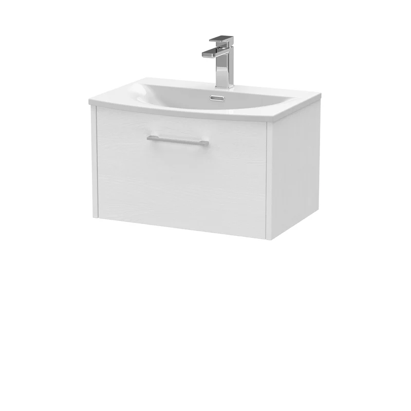 Hudson Reed Juno Wall Hung 600mm Vanity Unit With 1 Drawer & Ceramic Basin