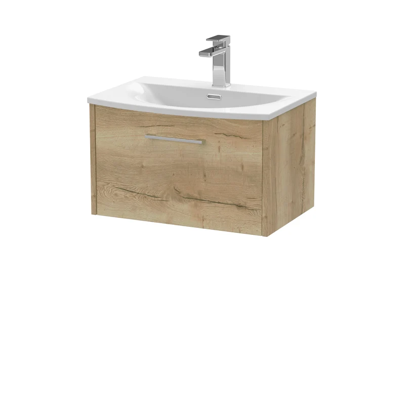 Hudson Reed Juno Wall Hung 600mm Vanity Unit With 1 Drawer & Ceramic Basin