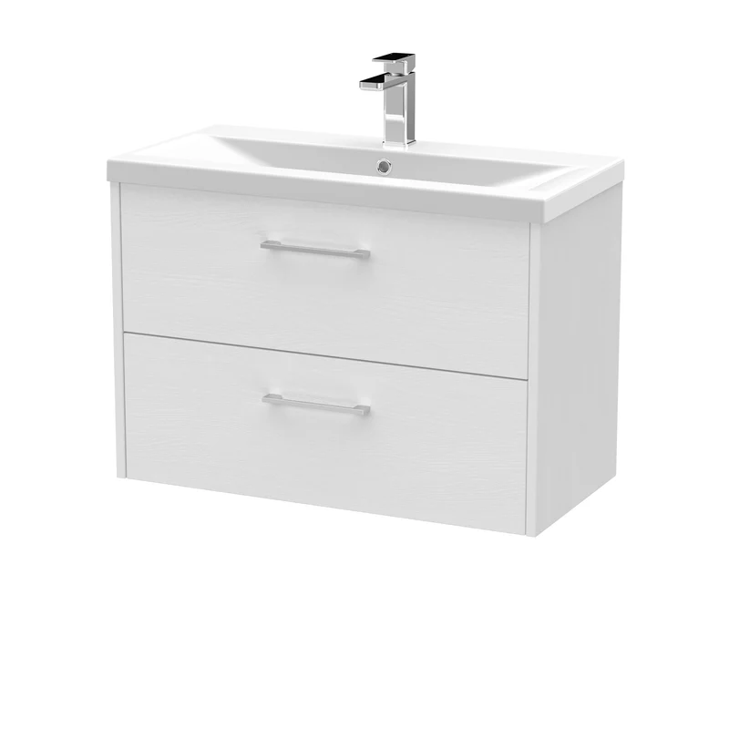 Hudson Reed Juno Wall Hung 800mm Vanity Unit With 2 Drawers & Ceramic Basin