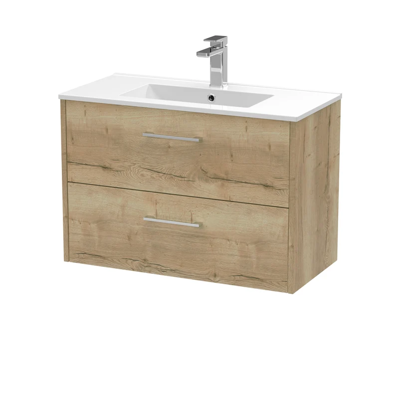 Hudson Reed Juno Wall Hung 800mm Vanity Unit With 2 Drawers & Ceramic Basin