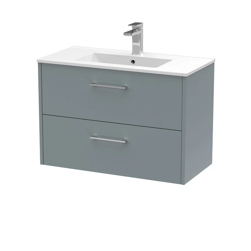 Hudson Reed Juno Wall Hung 800mm Vanity Unit With 2 Drawers & Ceramic Basin