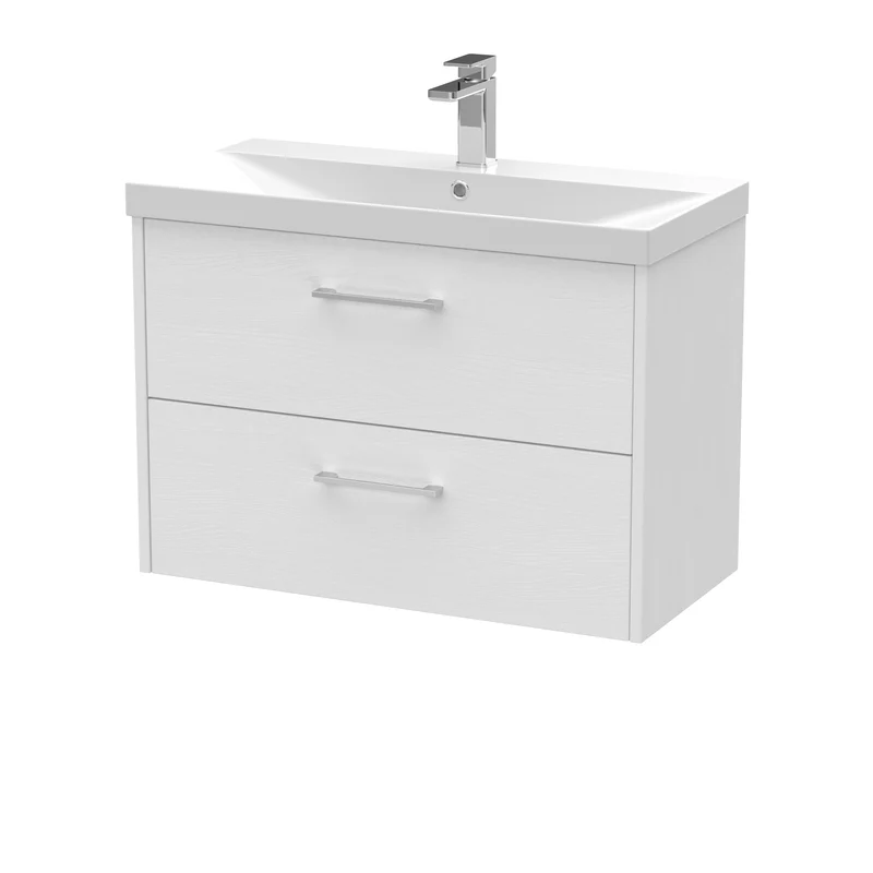 Hudson Reed Juno Wall Hung 800mm Vanity Unit With 2 Drawers & Ceramic Basin