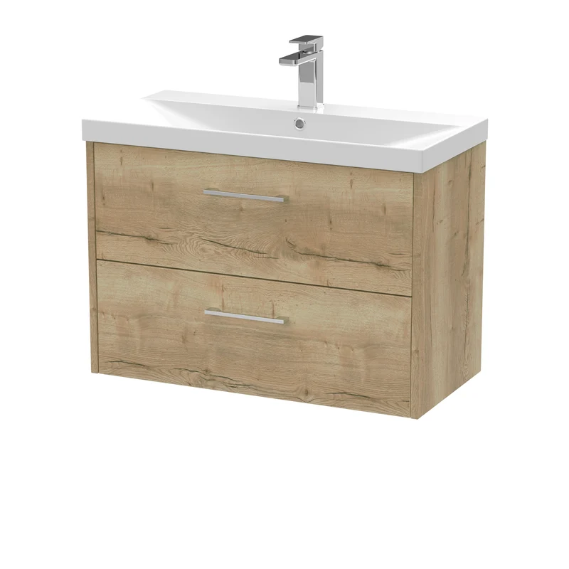 Hudson Reed Juno Wall Hung 800mm Vanity Unit With 2 Drawers & Ceramic Basin
