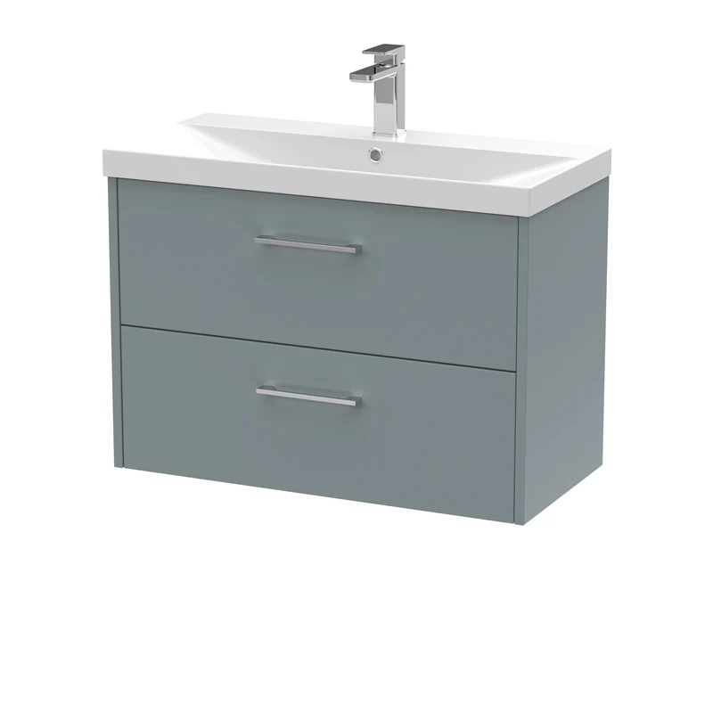 Hudson Reed Juno Wall Hung 800mm Vanity Unit With 2 Drawers & Ceramic Basin