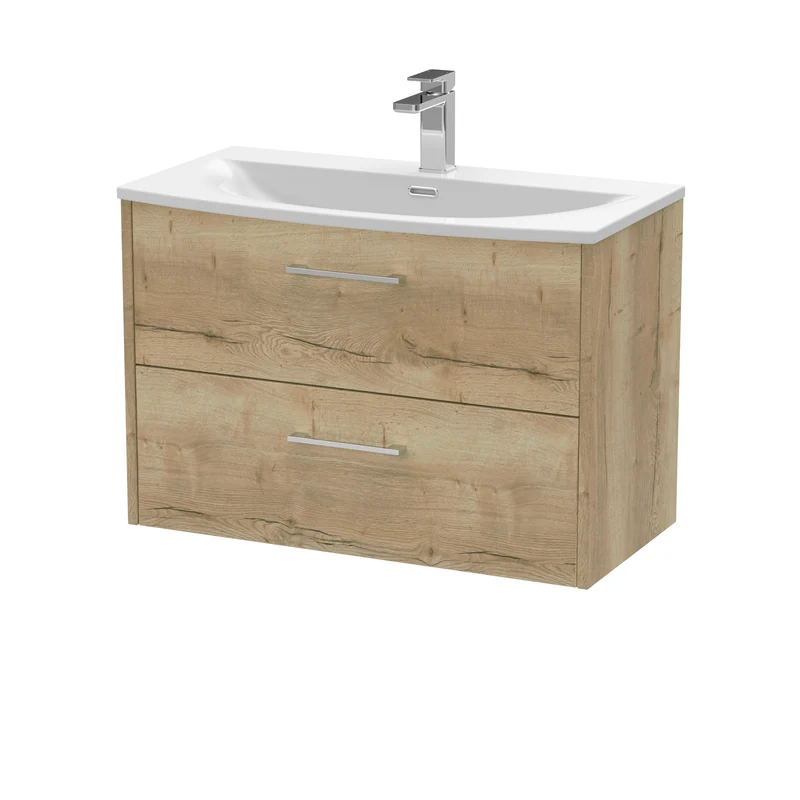 Hudson Reed Juno Wall Hung 800mm Vanity Unit With 2 Drawers & Ceramic Basin