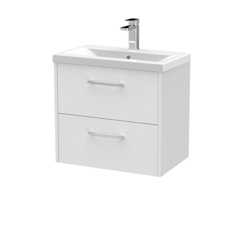 Hudson Reed Juno Wall Hung 600mm Vanity Unit With 2 Drawers & Ceramic Basin