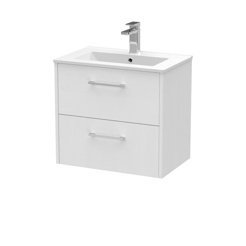 Hudson Reed Juno Wall Hung 600mm Vanity Unit With 2 Drawers & Ceramic Basin