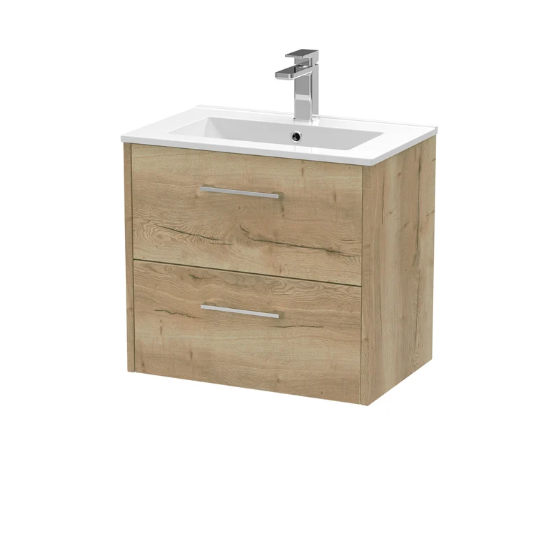 Hudson Reed Juno Wall Hung 600mm Vanity Unit With 2 Drawers & Ceramic Basin