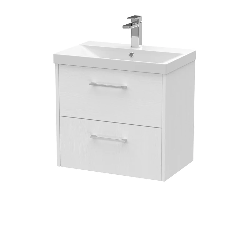 Hudson Reed Juno Wall Hung 600mm Vanity Unit With 2 Drawers & Ceramic Basin