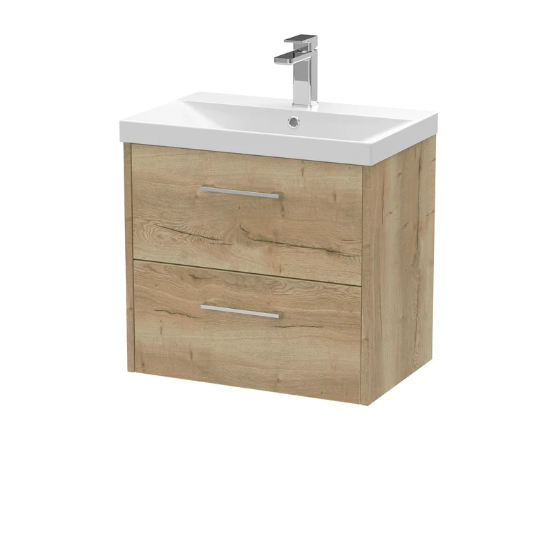 Hudson Reed Juno Wall Hung 600mm Vanity Unit With 2 Drawers & Ceramic Basin