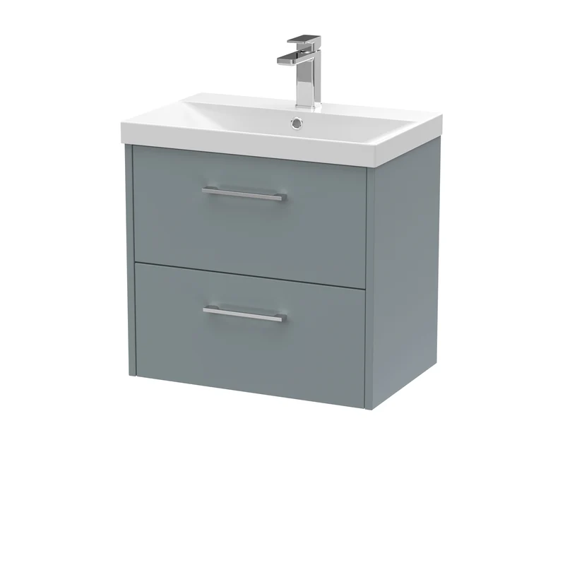 Hudson Reed Juno Wall Hung 600mm Vanity Unit With 2 Drawers & Ceramic Basin