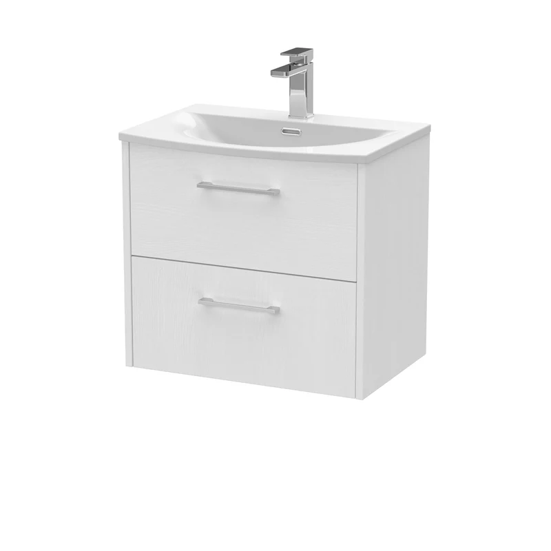 Hudson Reed Juno Wall Hung 600mm Vanity Unit With 2 Drawers & Ceramic Basin