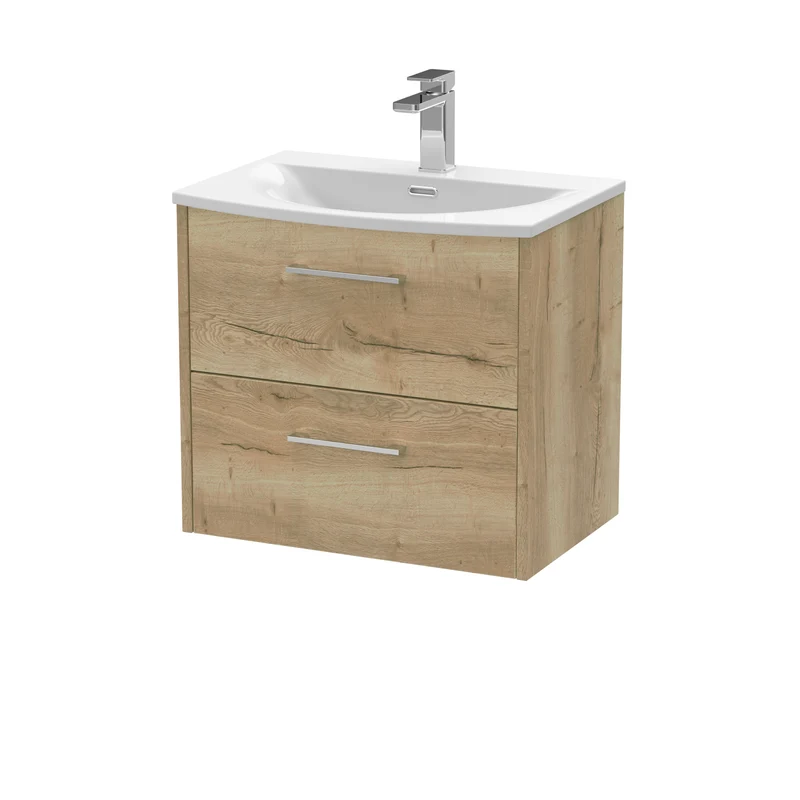 Hudson Reed Juno Wall Hung 600mm Vanity Unit With 2 Drawers & Ceramic Basin