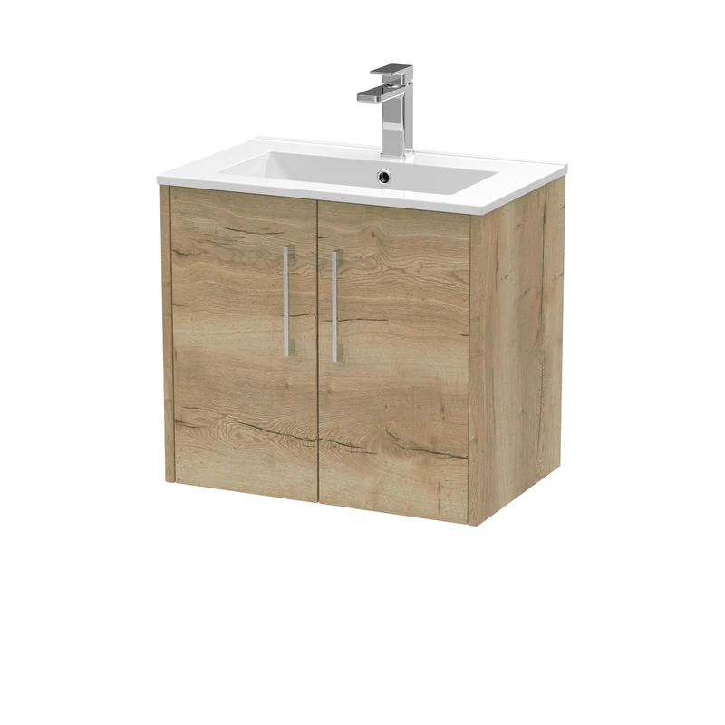 Hudson Reed Juno Wall Hung 600mm Vanity Unit With 2 Doors & Ceramic Basin
